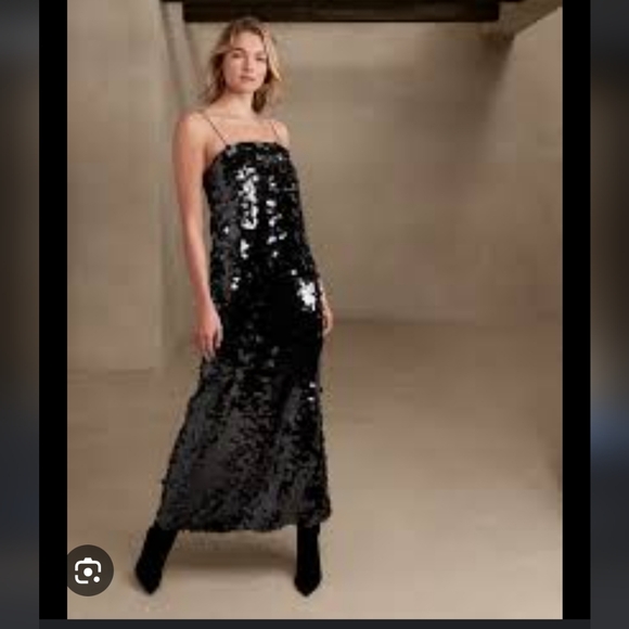 Banana Republic Teia Sequin Maxi Dress. Size 18. BLACK. - Picture 3 of 14